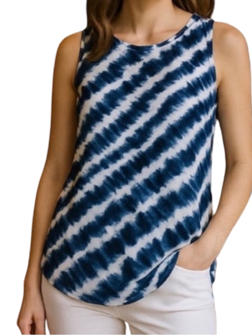 MICHAEL Michael Kors Blue Tie-Dye Tank Top Size Large